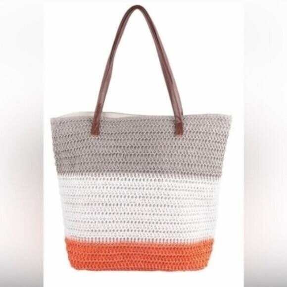 COLOR BLOCK CROCHET TOTE BAG-NEW - Picture 1 of 2